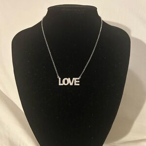 Beautiful Signed DYADEMA 925 Sterling Silver LOVE 16-18" Necklace